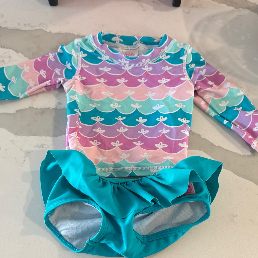 Ruffle Butts Pastel Wave Rashguard Set